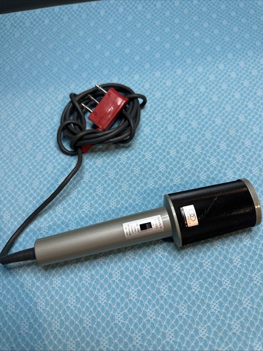 Vintage Sony Stereo Microphone F-99S One Point Stereo DynamicMicrophone Untested